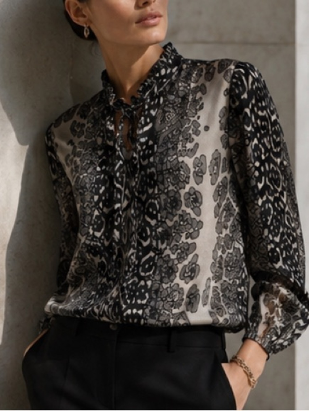 Kobi Halperin Regina Printed Silk Blouse Excellent Size S